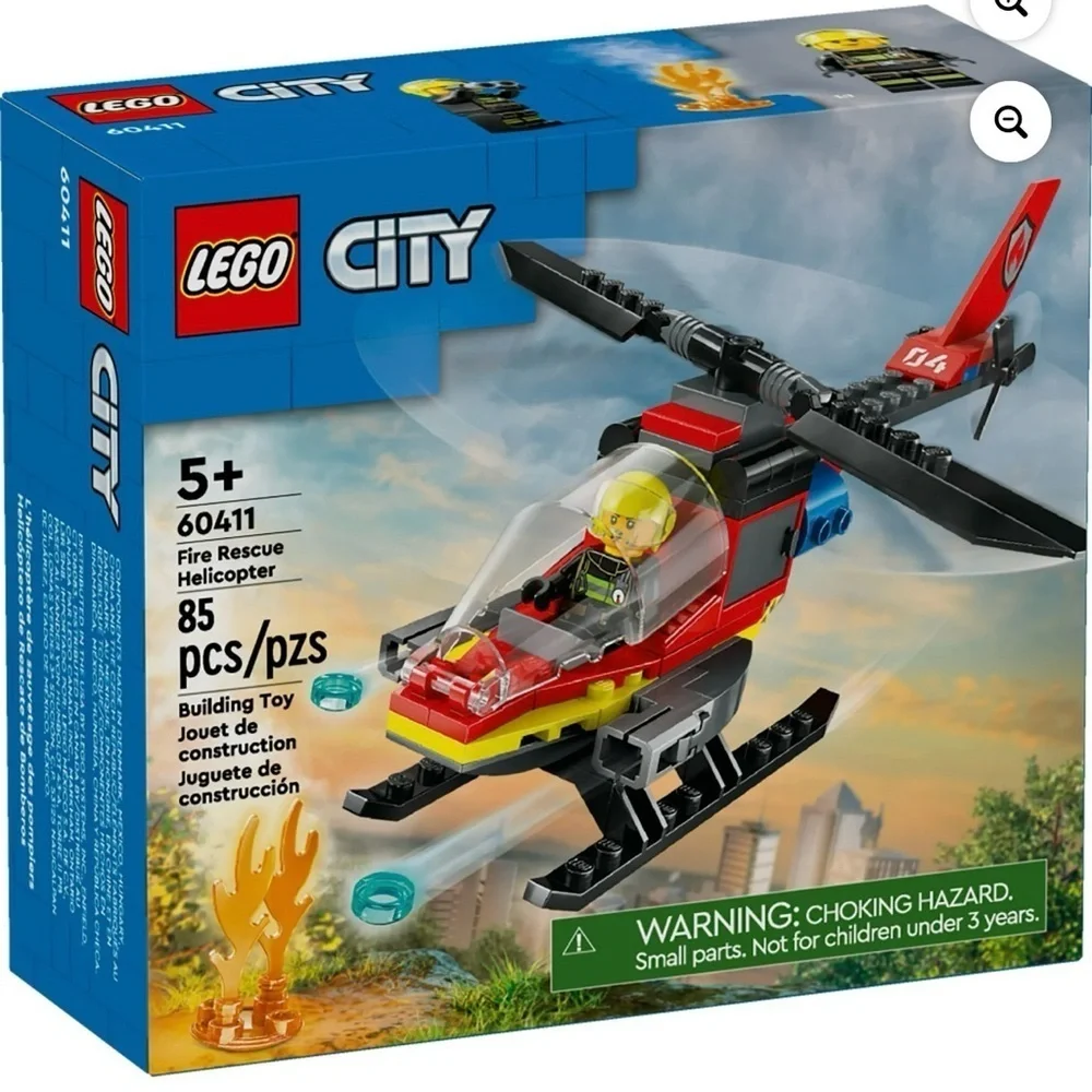LEGO City Fire Rescue Helicopter Toy, Building Set with Firefighter